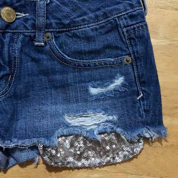 AMERICAN EAGLE 00 SHORTS WITH SEQUIN BLING POCKETS - Picture 3 of 8